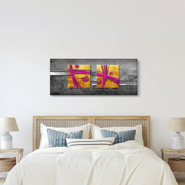 Fekete alapon színes négyzetek képe (120x50 cm)