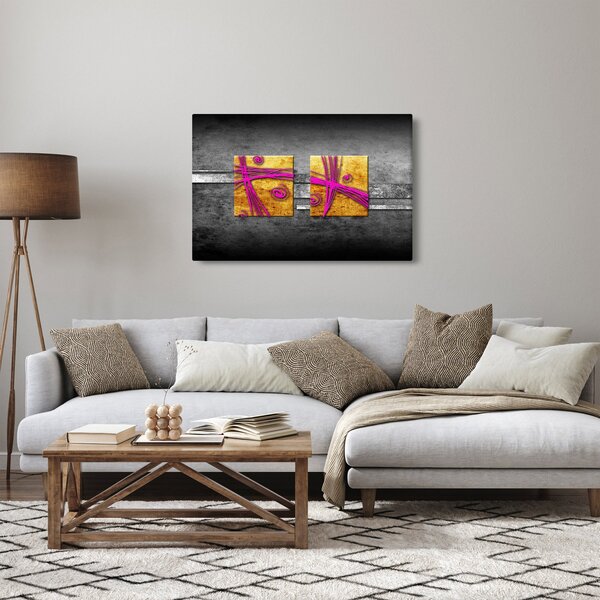 Fekete alapon színes négyzetek képe (90x60 cm)