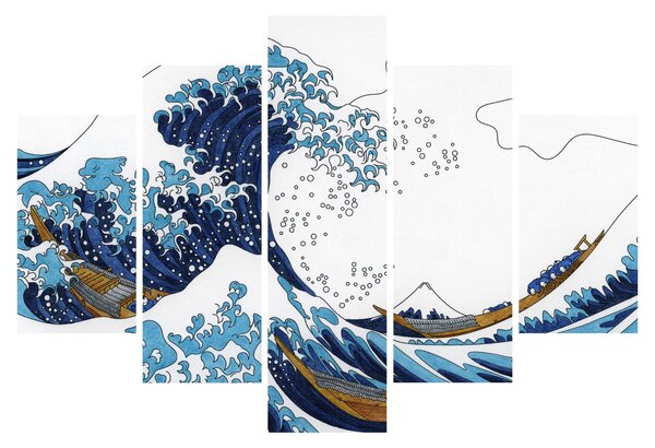 Kép - japán rajz, hullámok (150x105 cm)