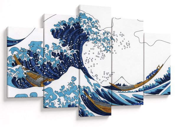 Kép - japán rajz, hullámok (150x105 cm)
