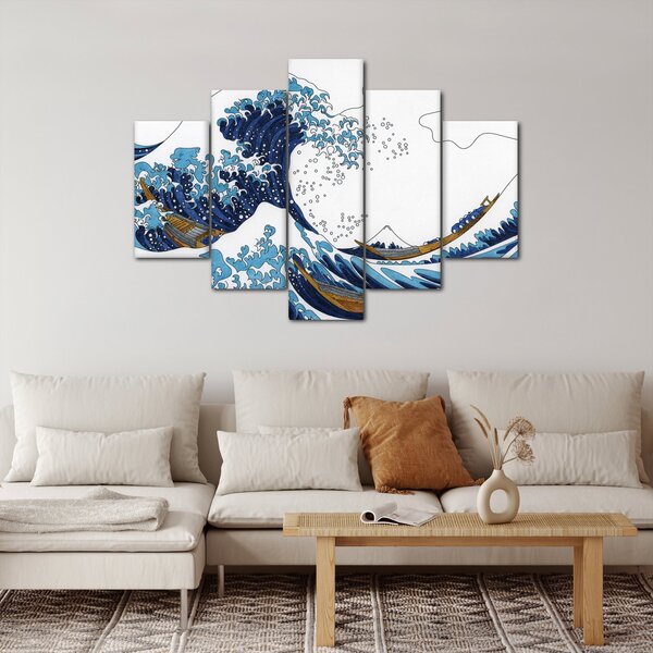 Kép - japán rajz, hullámok (150x105 cm)