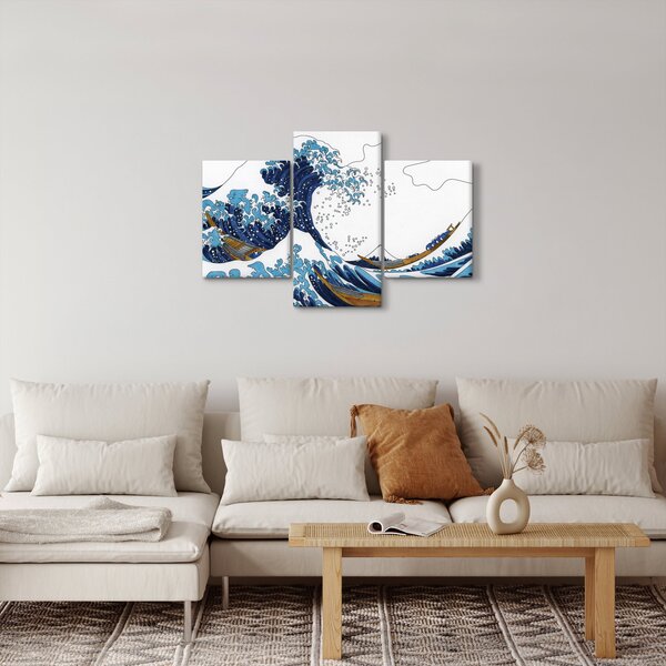 Kép - japán rajz, hullámok (90x60 cm)