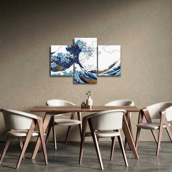 Kép - japán rajz, hullámok (90x60 cm)