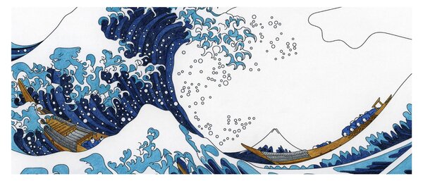 Kép - japán rajz, hullámok (120x50 cm)