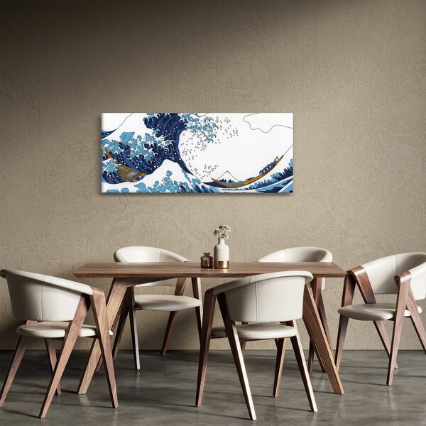 Kép - japán rajz, hullámok (120x50 cm)
