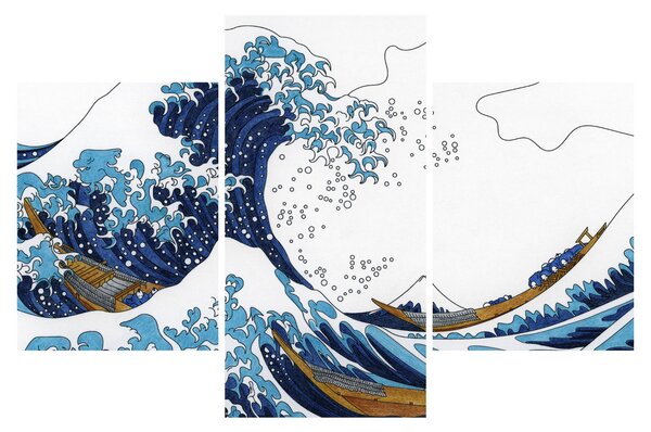 Kép - japán rajz, hullámok (90x60 cm)