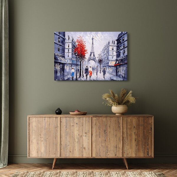 Egy párizsi utca képe, olajfestmény (90x60 cm)
