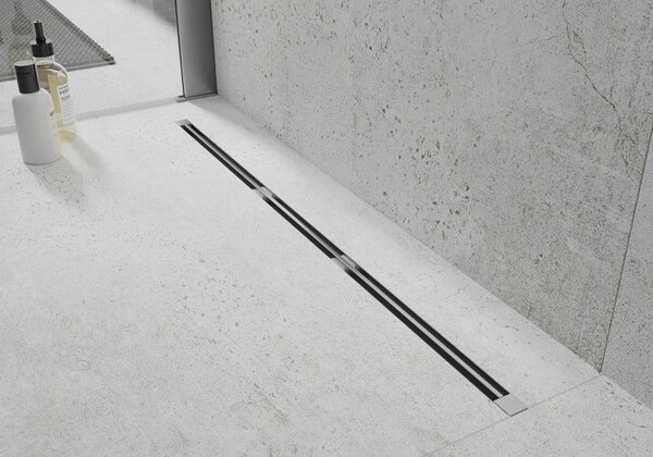 Mexen Flat Super Slim, szuper vékony vízelvezető csatorna 360°-ban forgó szifonnal 150 cm, rozsdamentes acél, 1051150