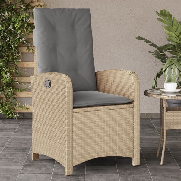 VidaXL vegyes bézs polyrattan dönthető kerti szék párnákkal