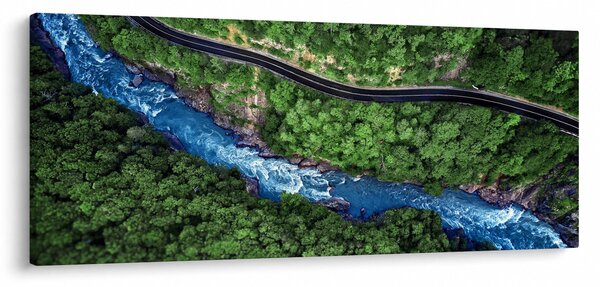 Kép - folyó a hegyek között, Kaukázus, Oroszország (120x50 cm)