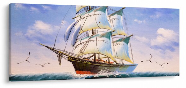 Kép egy hajóról a hullámokon (120x50 cm)