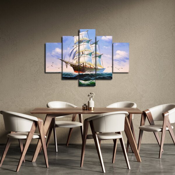 Kép egy hajóról a hullámokon (150x105 cm)