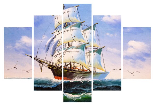 Kép egy hajóról a hullámokon (150x105 cm)