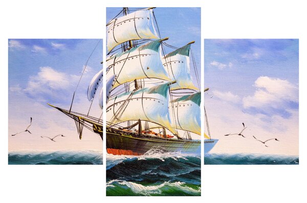 Kép egy hajóról a hullámokon (90x60 cm)