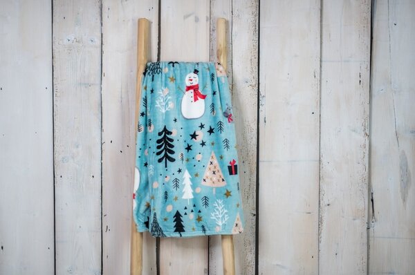 Kék karácsonyi mikroplüss takaró 200 x 150 cm Winter Time - My House
