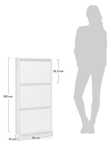 Fehér fém billenő ajtós cipőtartó 50x103x15 cm Ode – Kave Home