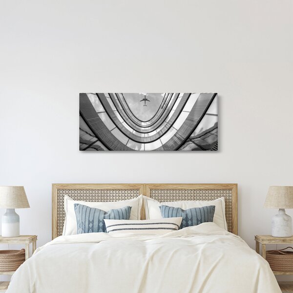 Kép - Repülőgép az épület felett (120x50 cm)