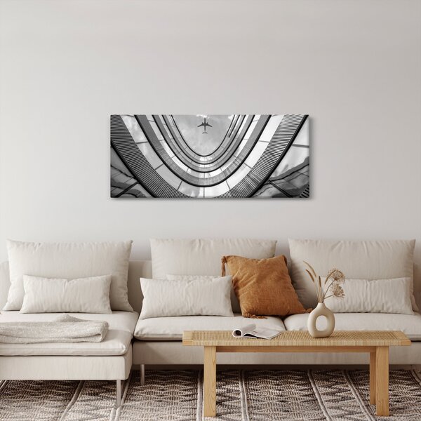 Kép - Repülőgép az épület felett (120x50 cm)