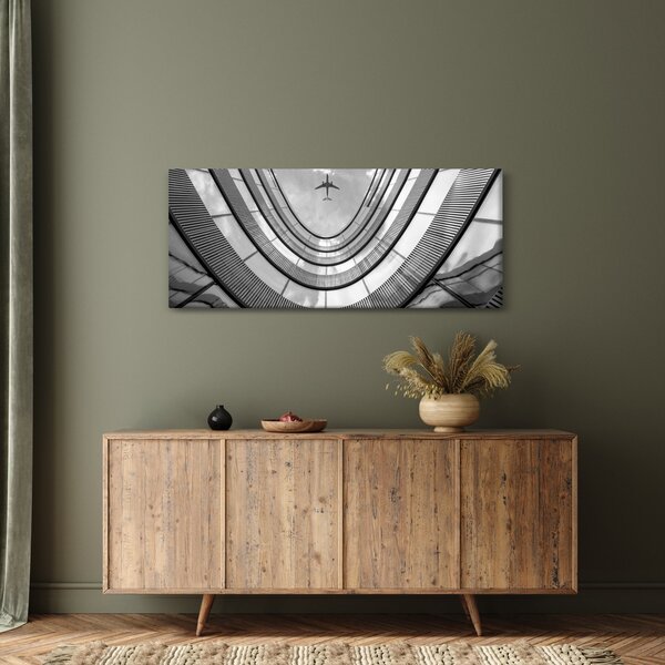 Kép - Repülőgép az épület felett (120x50 cm)