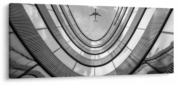 Kép - Repülőgép az épület felett (120x50 cm)
