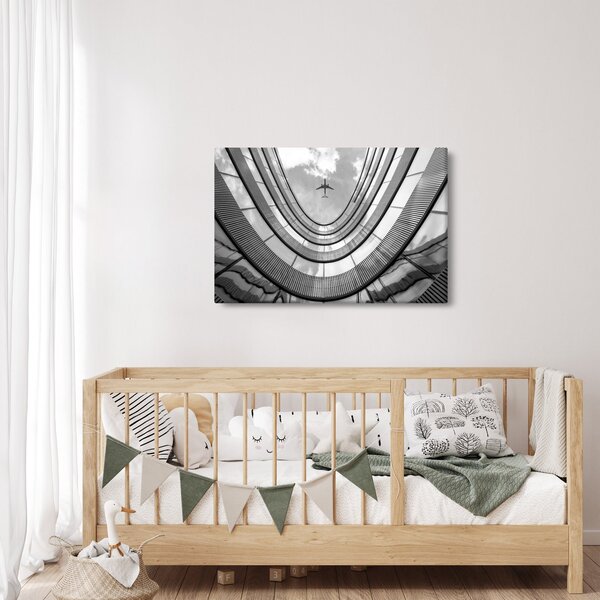 Kép - Repülőgép az épület felett (90x60 cm)