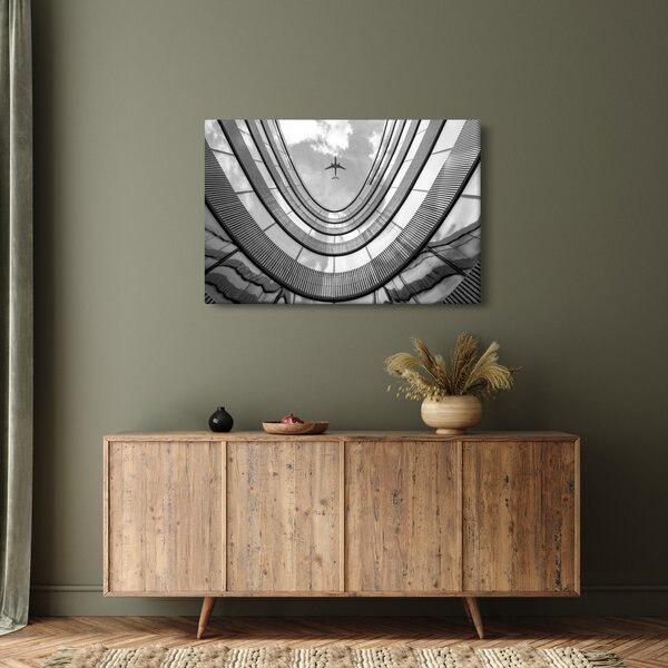 Kép - Repülőgép az épület felett (90x60 cm)