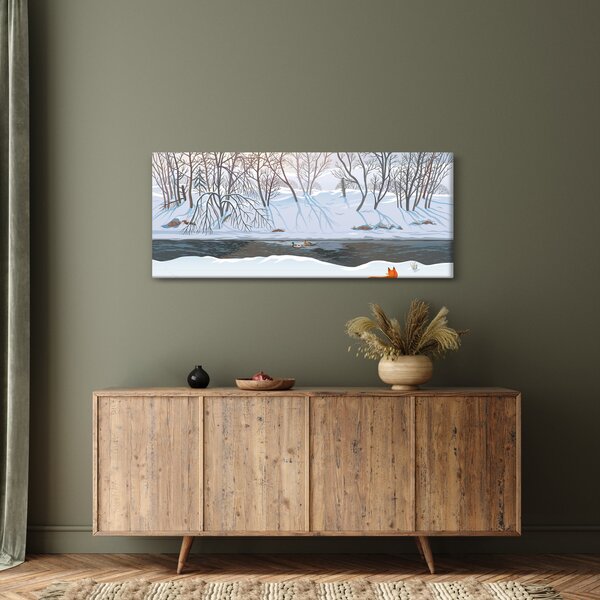 Kép - róka a téli tájban (120x50 cm)