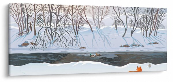 Kép - róka a téli tájban (120x50 cm)