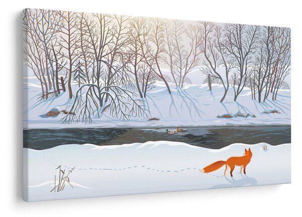 Kép - róka a téli tájban (90x60 cm)