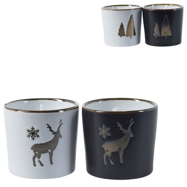 Karácsonyi gyertya kerámia tartóban SNOWLIGHT 6 cm - több változatban