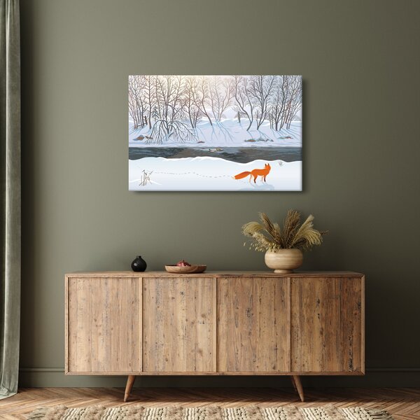 Kép - róka a téli tájban (90x60 cm)