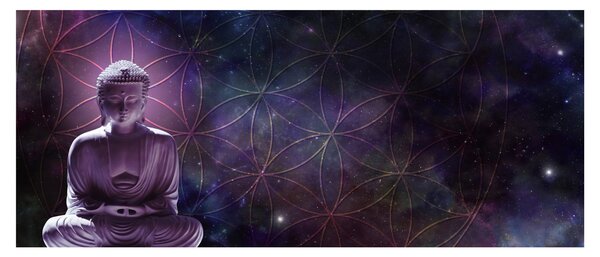 Kép - Buddha az élet virágaival (120x50 cm)