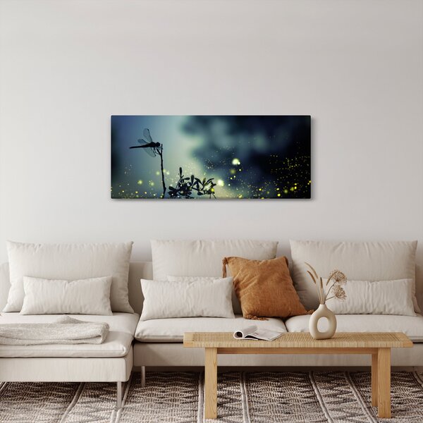 Kép - szitakötő a csillogó éjszakában (120x50 cm)