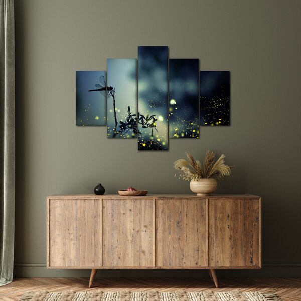 Kép - szitakötő a csillogó éjszakában (150x105 cm)