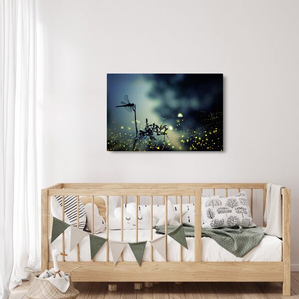 Kép - szitakötő a csillogó éjszakában (90x60 cm)