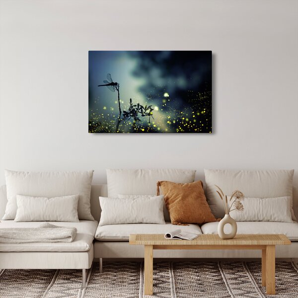 Kép - szitakötő a csillogó éjszakában (90x60 cm)