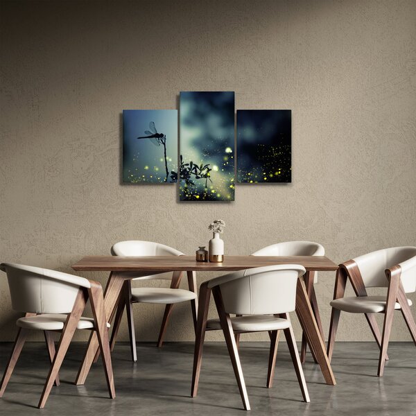 Kép - szitakötő a csillogó éjszakában (90x60 cm)