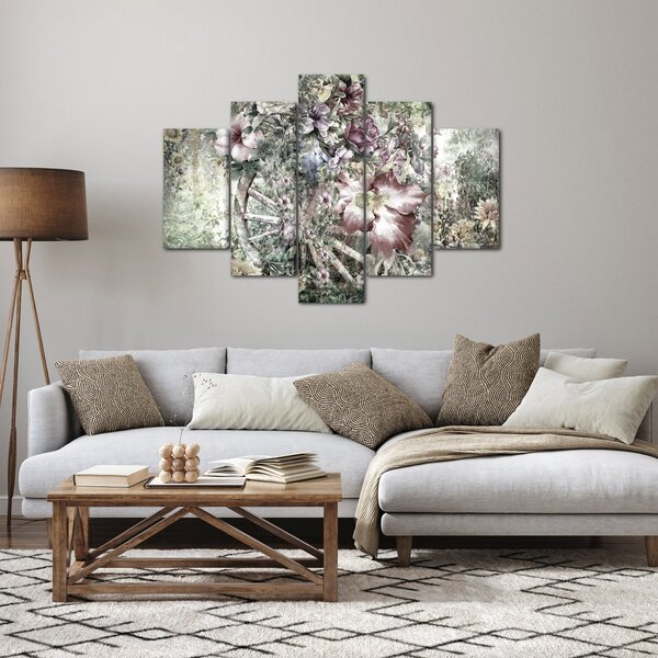 Virágok képe egy fából készült kerékpáron (150x105 cm)