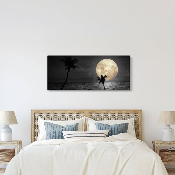 Kép - A strand a telihold alatt szürke tónusokkal (120x50 cm)