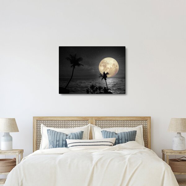 Kép - A strand a telihold alatt szürke tónusokkal (70x50 cm)