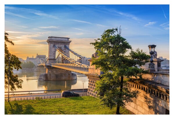 Kép - Híd a folyón, Budapest, Magyarország (90x60 cm)