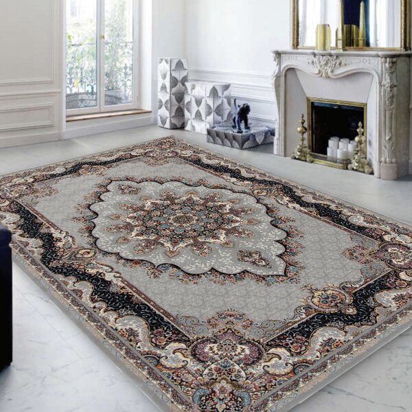 Perzsa szőnyeg szürke Tabriz 200x300 prémium perzsa gépi szőnyeg akrilból