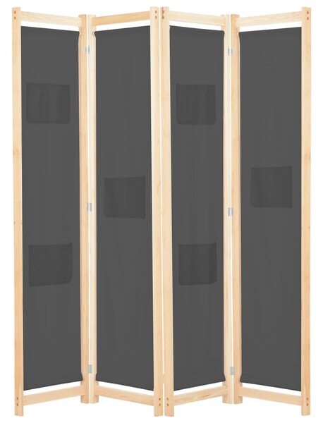 VidaXL szürke 4-paneles szövetparaván 160 x 170 x 4 cm