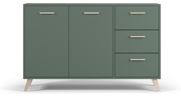 Zöld alacsony fiókos komód 140x86 cm Burren - Cosmopolitan Design