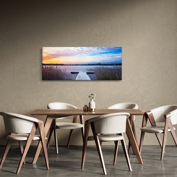Kép - Befagyott tó, Ełk, Mazury, Lengyelország (120x50 cm)