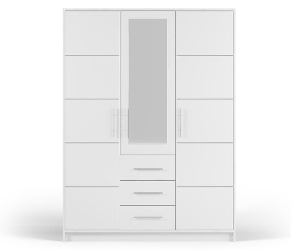 Fehér gardróbszekrény tükörrel 147x200 cm Derry - Cosmopolitan Design
