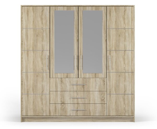 Tölgyfa szekrény, tükörrel 196x200 cm Derry - Cosmopolitan Design