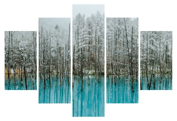 Kép - Türkiz tó, Biei, Japán (150x105 cm)