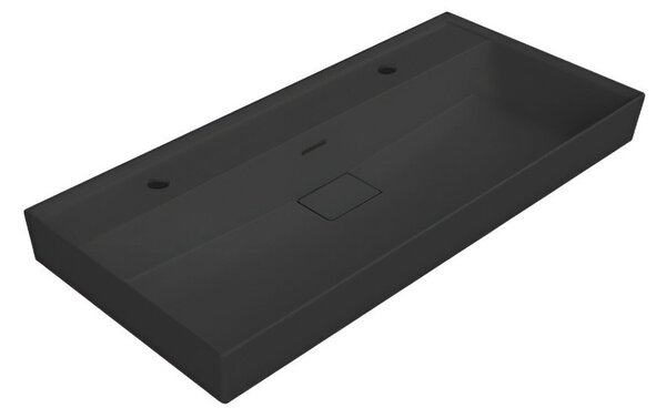 TMP LUX 100D fali fürdőszobabútor - CeraStyle SHARP FEKETE DUPLA csaplyukas mosdóval - 100 x 48 cm