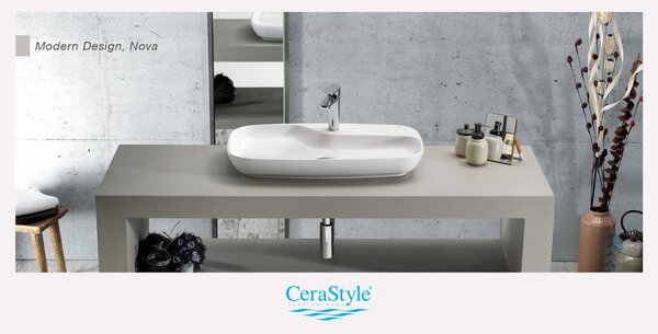 CeraStyle NOVA - PULTRA ültethető - Top Counter - porcelán mosdó - 70 x 43 cm